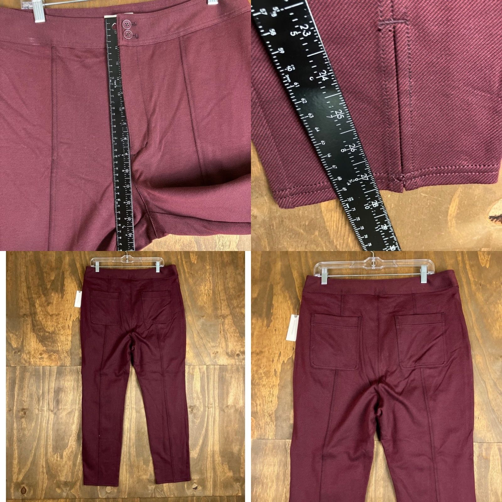 Anthropologie Maeve By Anthropologie Womens Pants Plum Seam Split Hem Skinny Stretch 14 Size 36" / US 14 / IT 50 - 8 Thumbnail