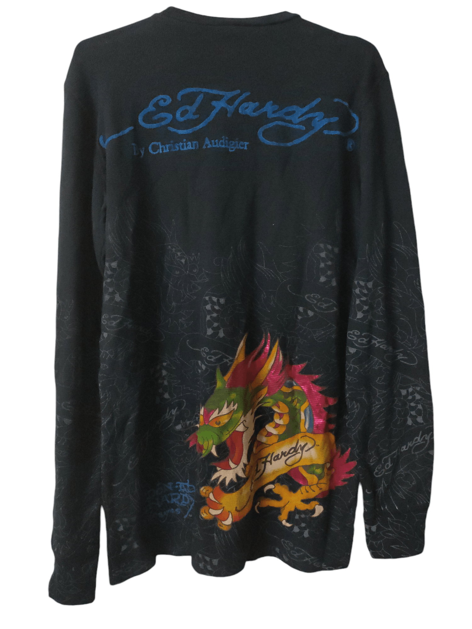 Christian Audigier × Ed Hardy Ed Hardy Long Sleeve Tshirt Blue Black Size US M / EU 48-50 / 2 - 2 Thumbnail