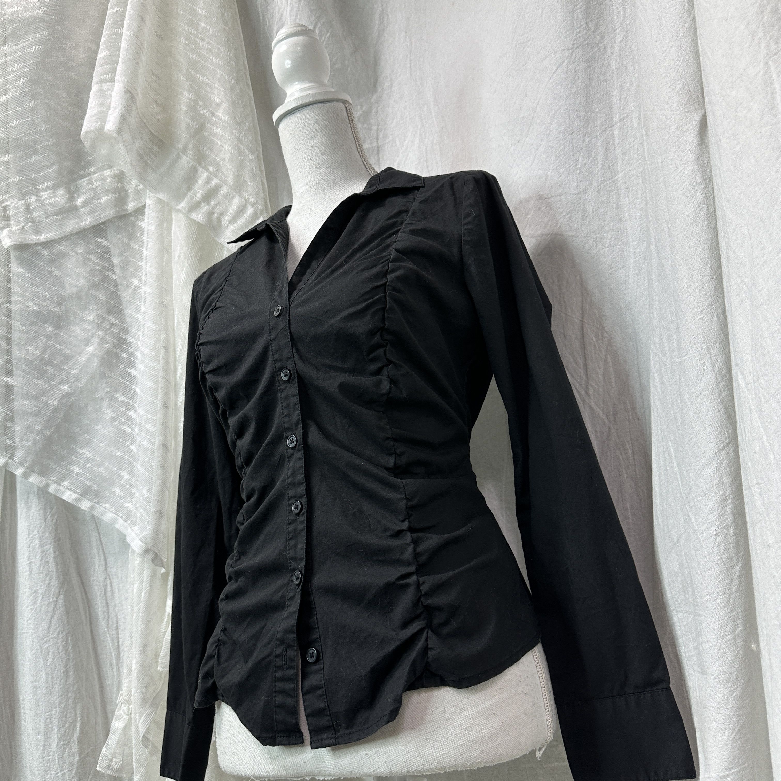 Vintage Vintage Fitted Goth Romantic Pleated Shirt Y2K Size S / US 4 / IT 40 - 5 Thumbnail