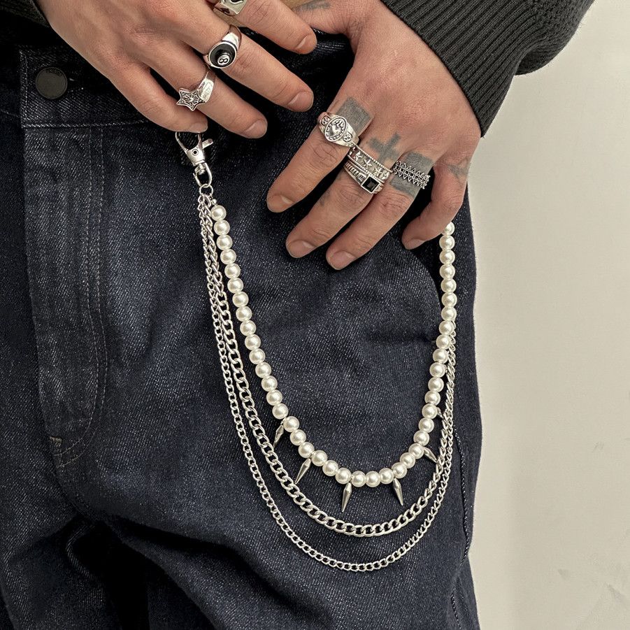 Other Punk Metal Pearl Bead Pants Chain Size ONE SIZE - 1 Thumbnail