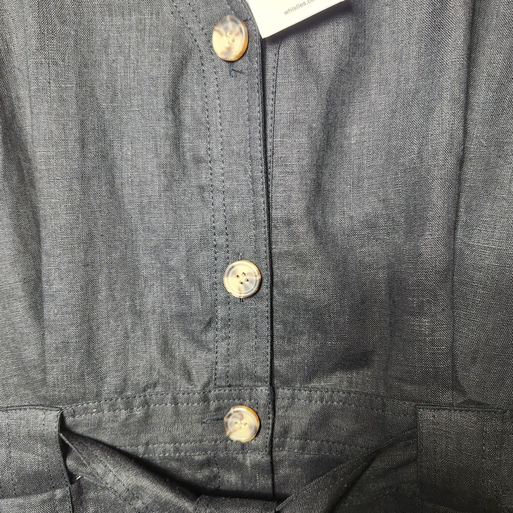 Whistles Whistles UK Black Linen Button Detail Playsuit Romper Tie Belt-Size 12 US NWT Womens Casual Beach 12 Black Whistles Size 34" / US 12 / IT 48 - 7 Thumbnail