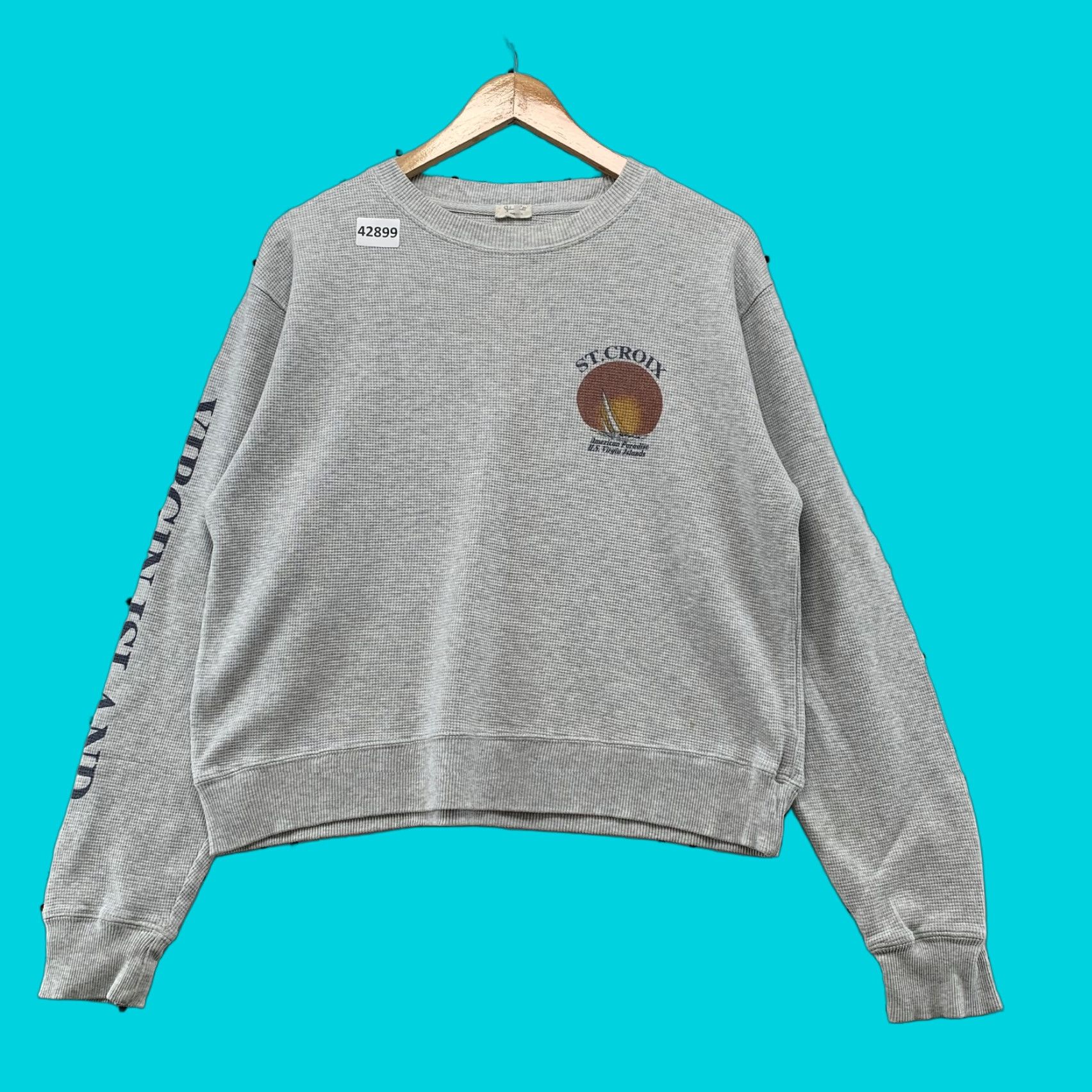 Brandy Melville Brandy Melville St. Croix Pullover Sweatshirt Women's One Size Thermal Gray Long Sleeve Size ONE SIZE - 1 Thumbnail