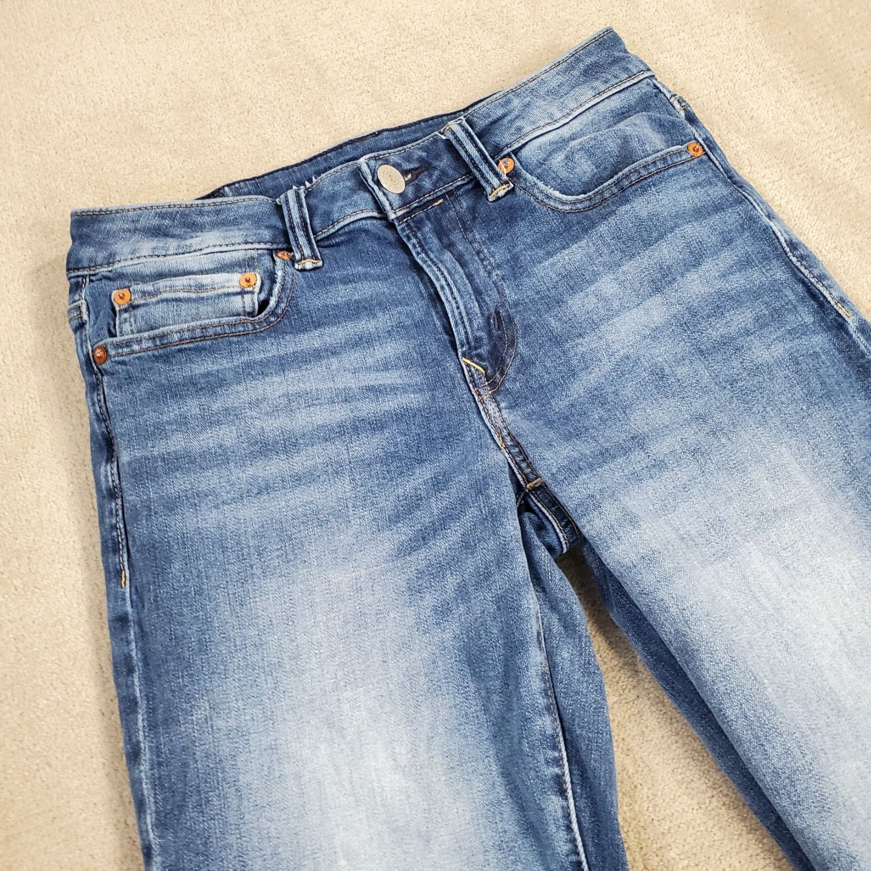 American Eagle Outfitters American Eagle Jeans Mens 28x30 Blue Original Straight Faded Medium Wash Denim Size US 28 / EU 44 - 2 Thumbnail