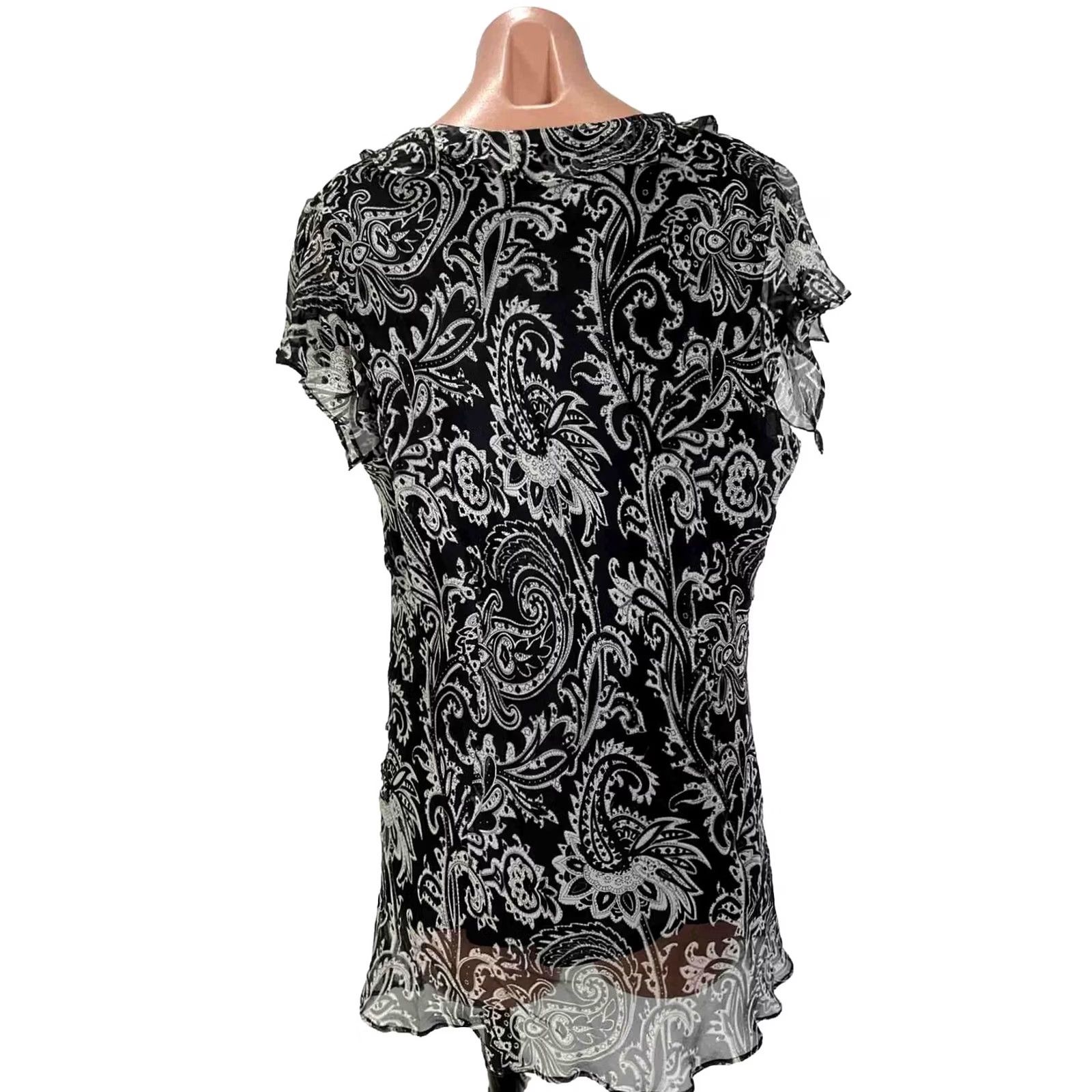 Vintage VINTAGE VISION APPAREL Blouse Womens 2X VTG Silk Floral Paisley Lace Sleeveless PLUS Size XXL / US 16-18 / IT 52-54 - 2 Thumbnail