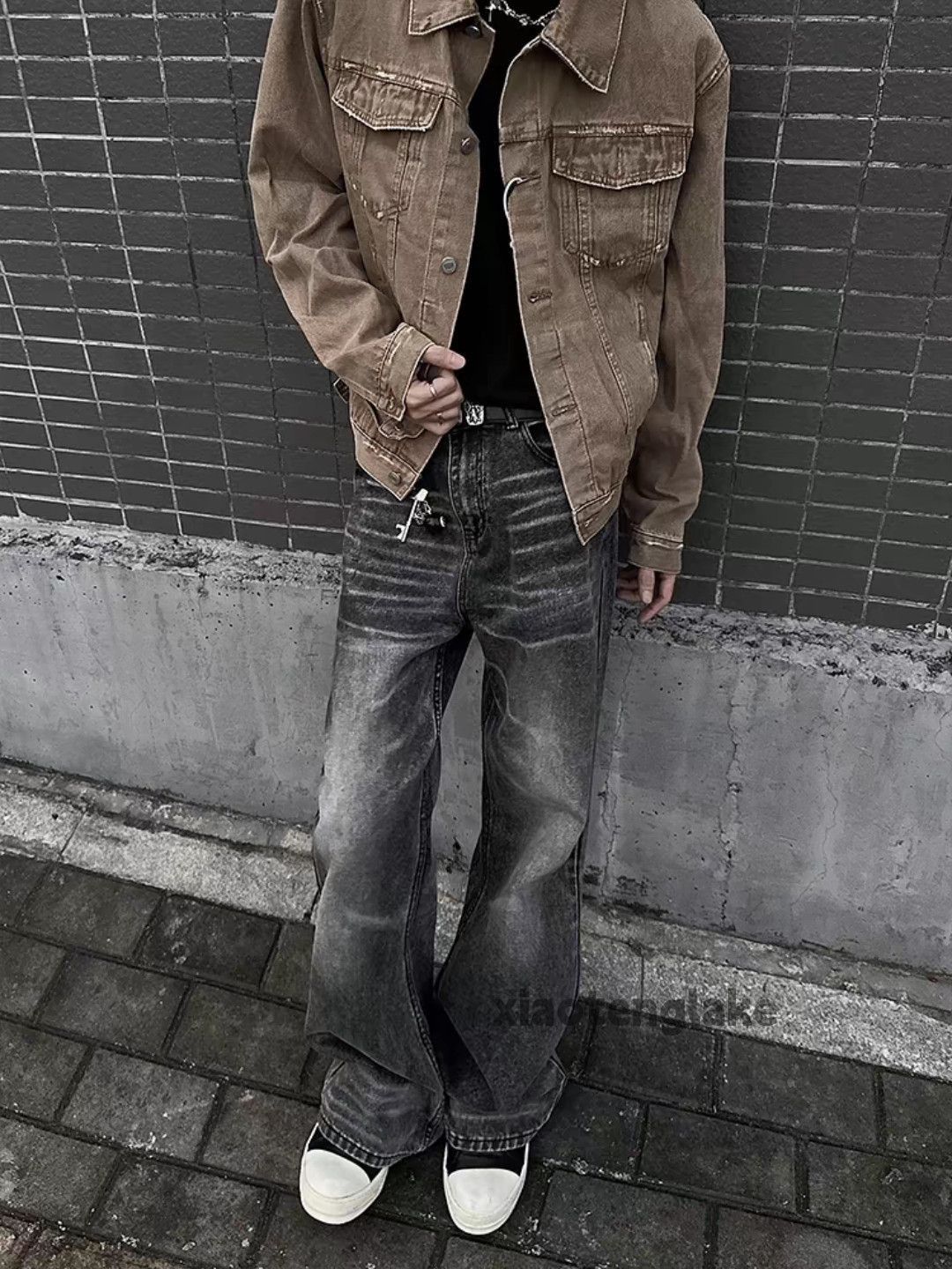 Jean Unisex washed retro faded cleanfit yuppie punk jeans Size US 34 / EU 50 - 4 Thumbnail