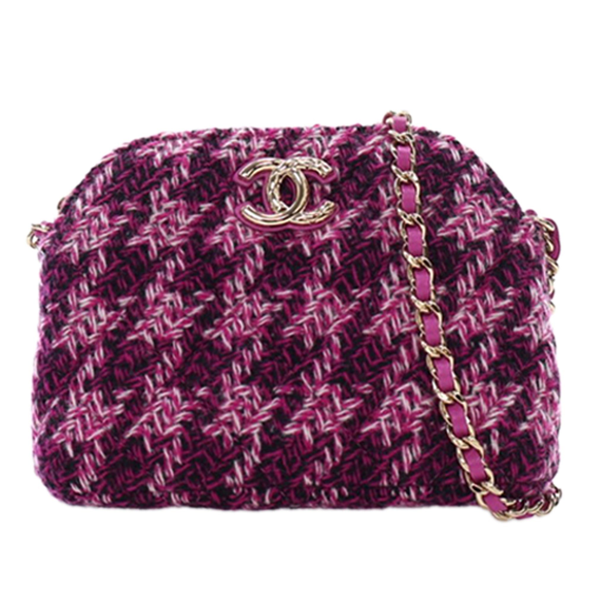 CC Tweed Houndstooth Clutch On Chain
