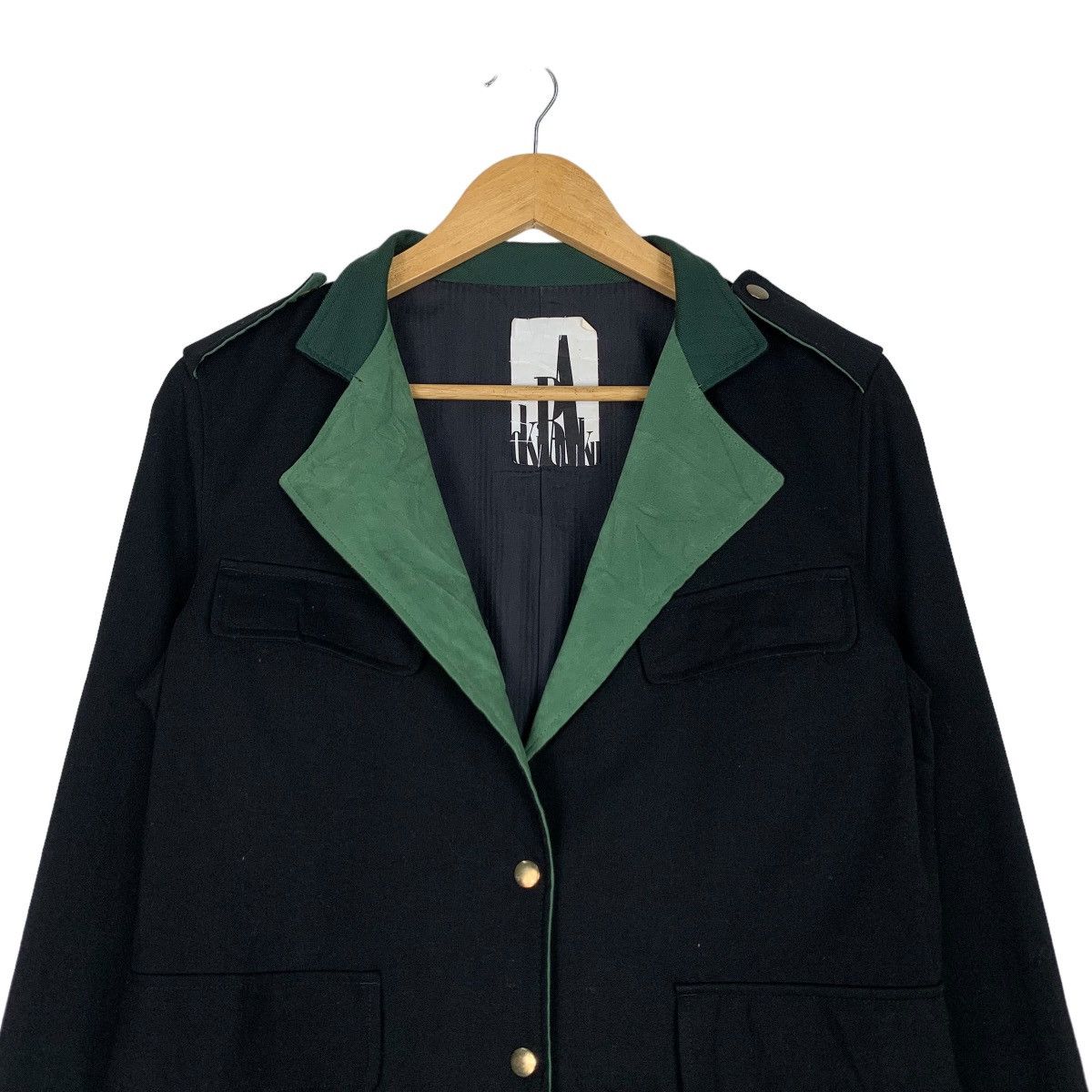 Japanese Brand OKIRAKU Double Collar Belted Pea Jacket #0957-C42 Size S / US 4 / IT 40 - 2 Thumbnail