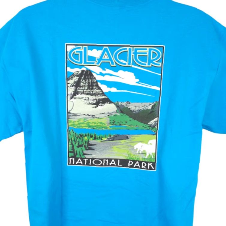 Gildan Glacier National Park T Shirt Mens Size Large Blue Mountain Goats Travel Destination Tee Size US L / EU 52-54 / 3 - 2 Thumbnail