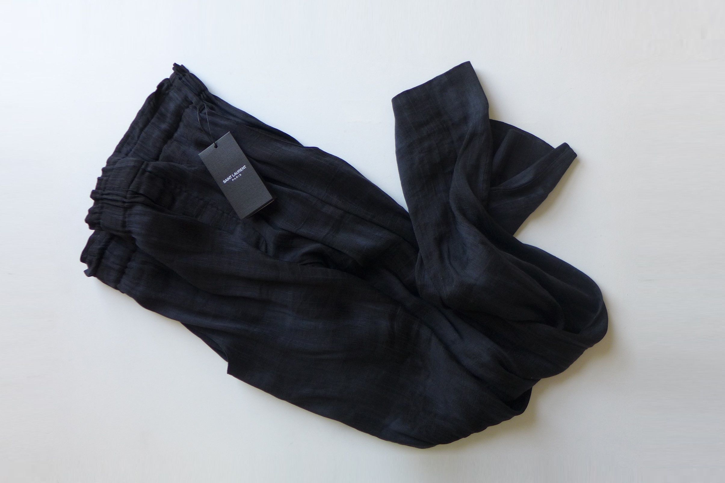 Saint Laurent Paris Saint Laurent Paris Baggy Pants - Black Linen & Silk Size US 32 / EU 48 - 3 Thumbnail