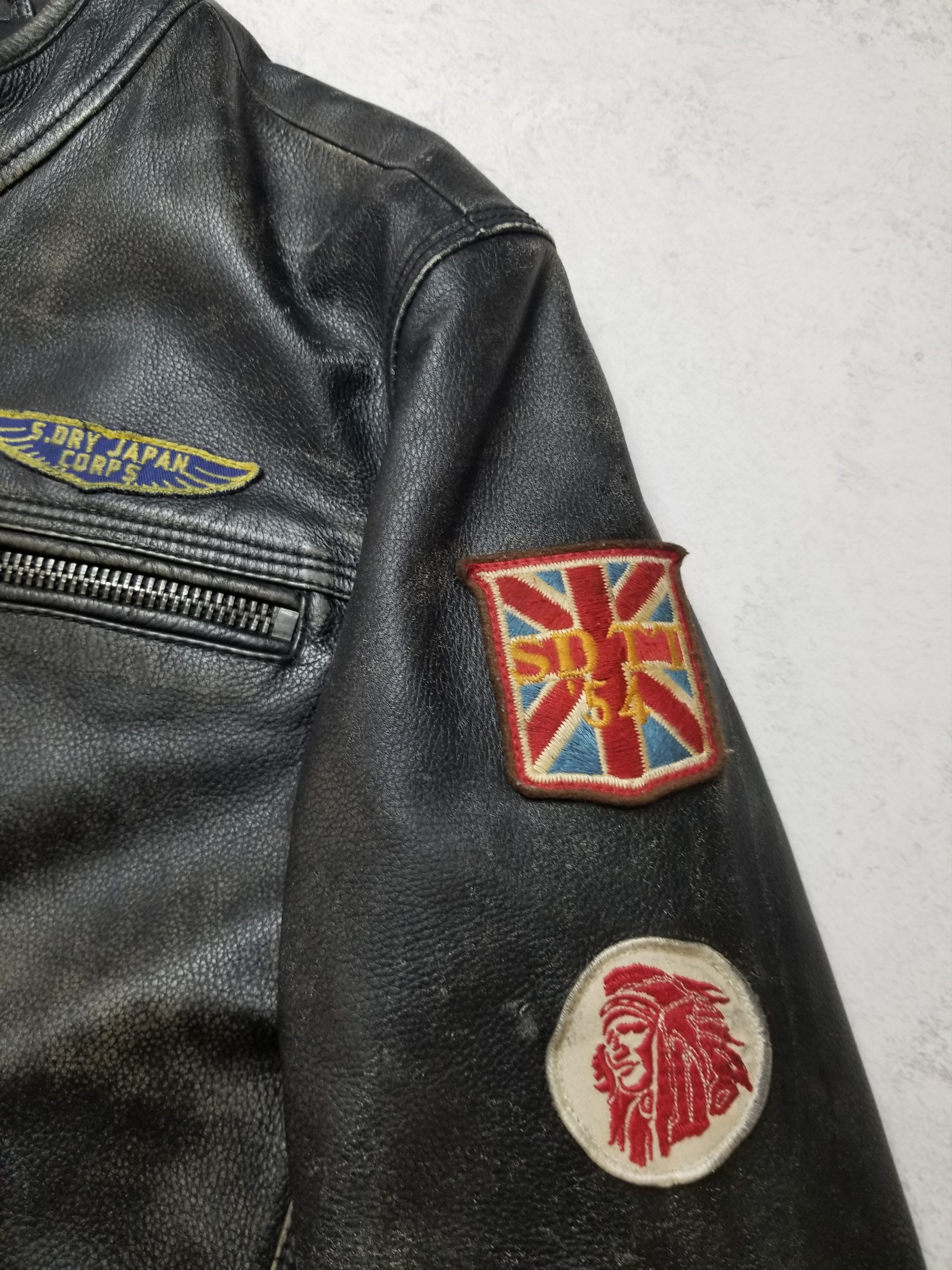 Superdry Leather Motorcycle Jacket RARE Limited UK Indian Chief Size US L / EU 52-54 / 3 - 12 Thumbnail