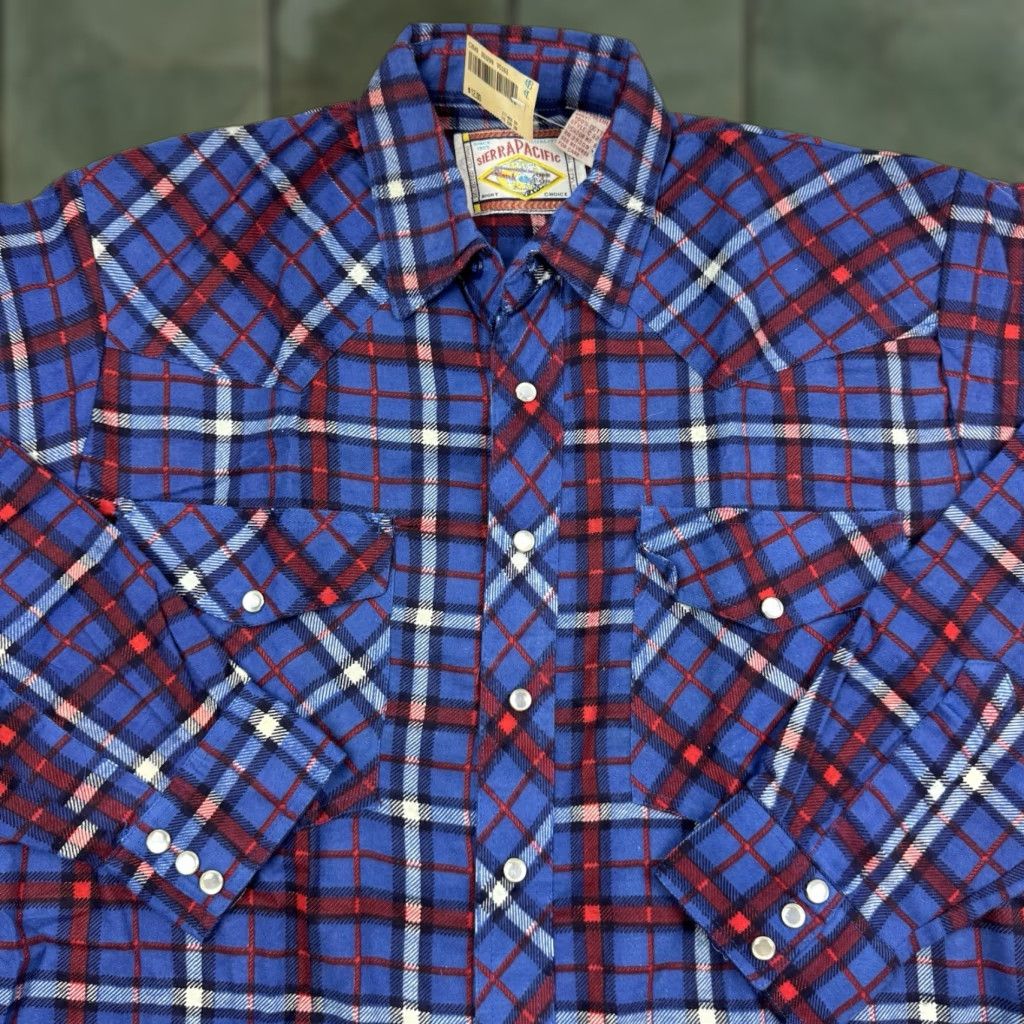Vintage VINTAGE Sierra Pacific Shirt Adult Medium Plaid Flannel NWT Blue 90s Western Pear Snap Button-Up Mens Size US M / EU 48-50 / 2 - 1 Thumbnail