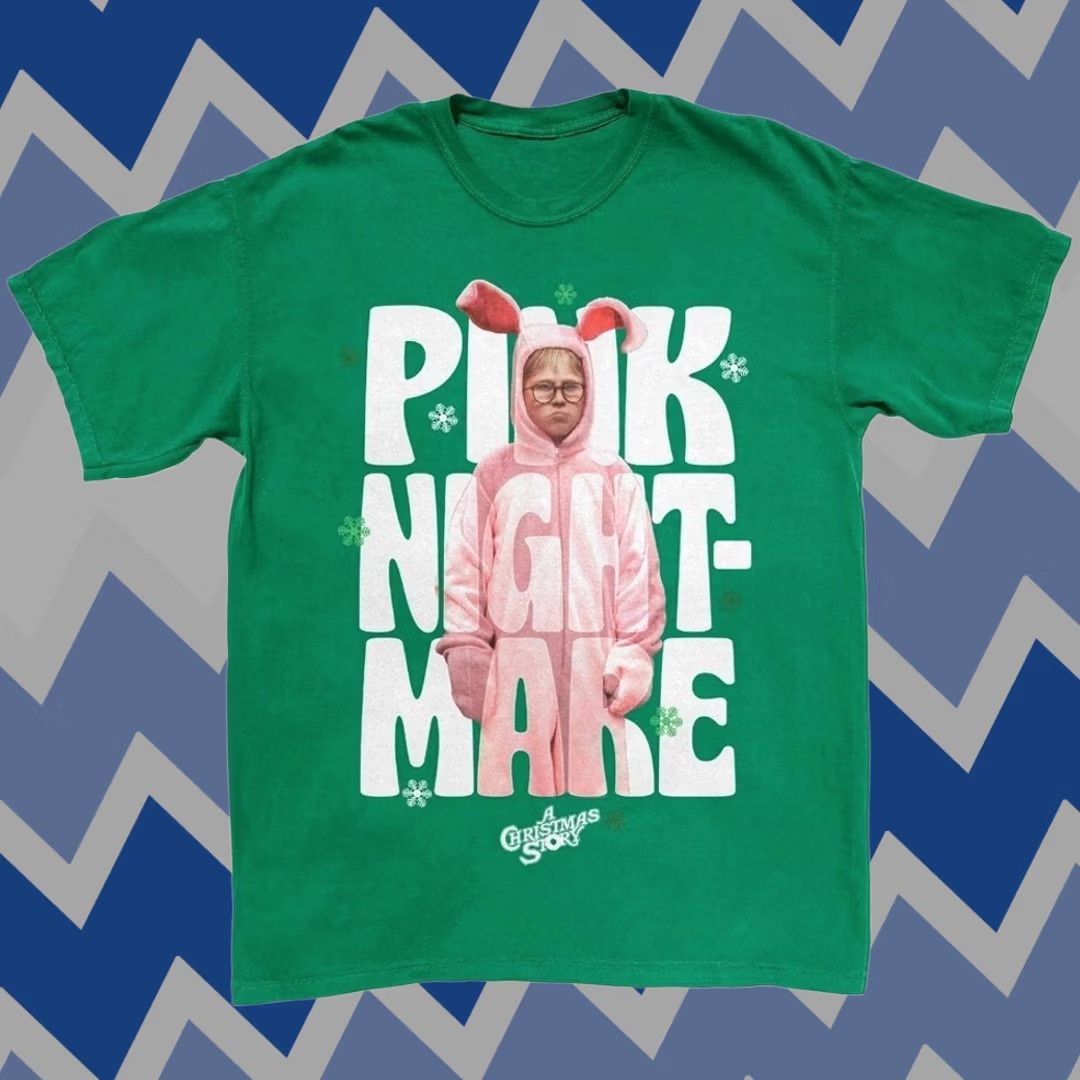 Vintage Bioworld A Christmas Story Pink Nightmare Men's Holiday Graphic T-Shirt Green Small SS Crew Neck 100% Cotton Christmas, Holiday Mens Shirt Size US S / EU 44-46 / 1 - 1 Thumbnail