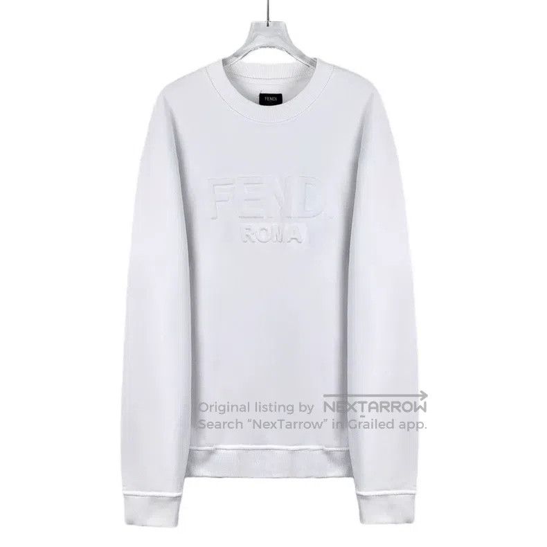 Fendi Fendi White Logo Letter Raised Cotton Crew Neck Long-Sleev Size US XL / EU 56 / 4 - 1 Thumbnail