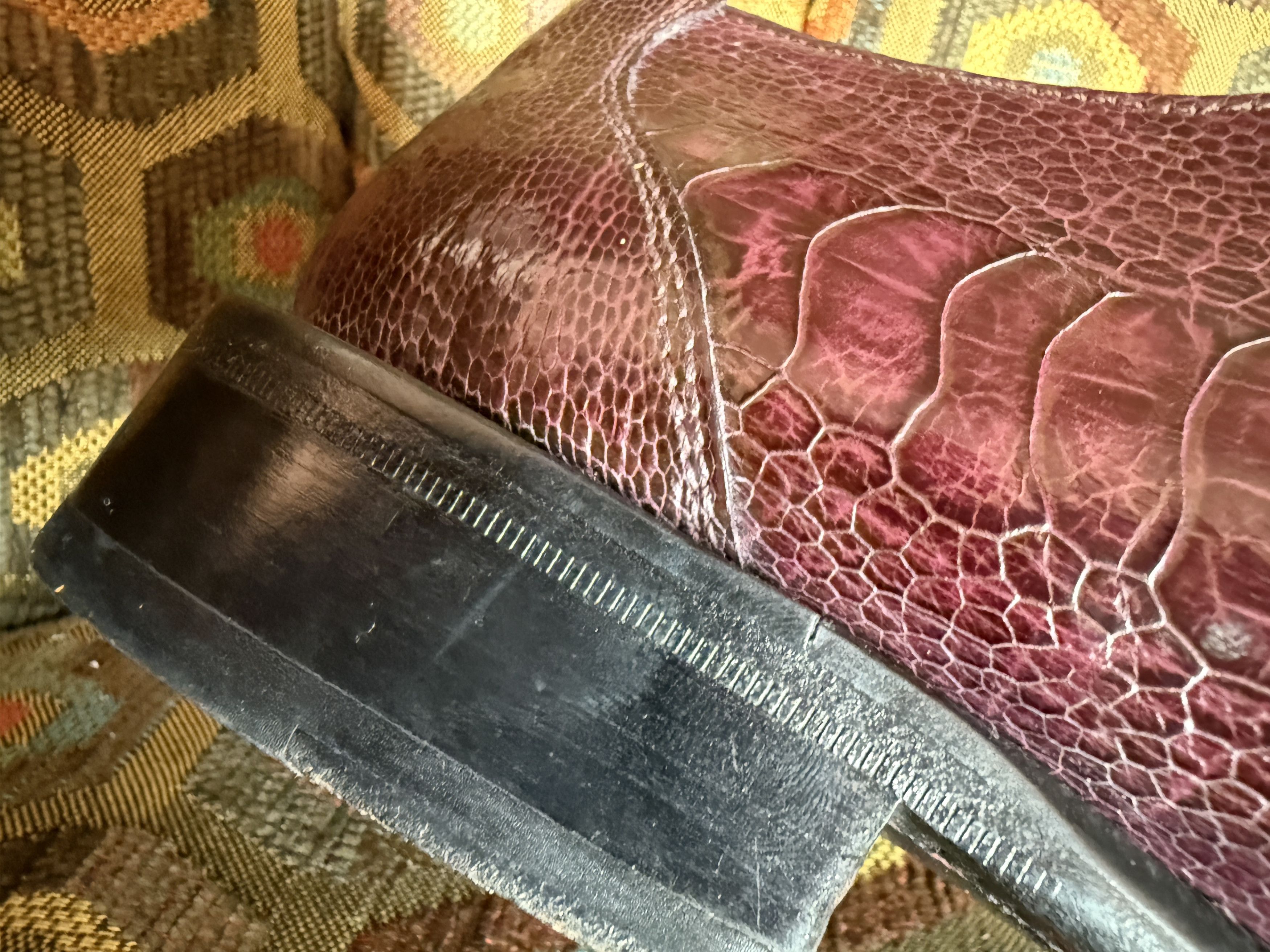David Eden SALOMON ostrich leg cap-toe oxfords in wine +box, bag, trees Size US 9.5 / EU 42-43 - 10 Thumbnail