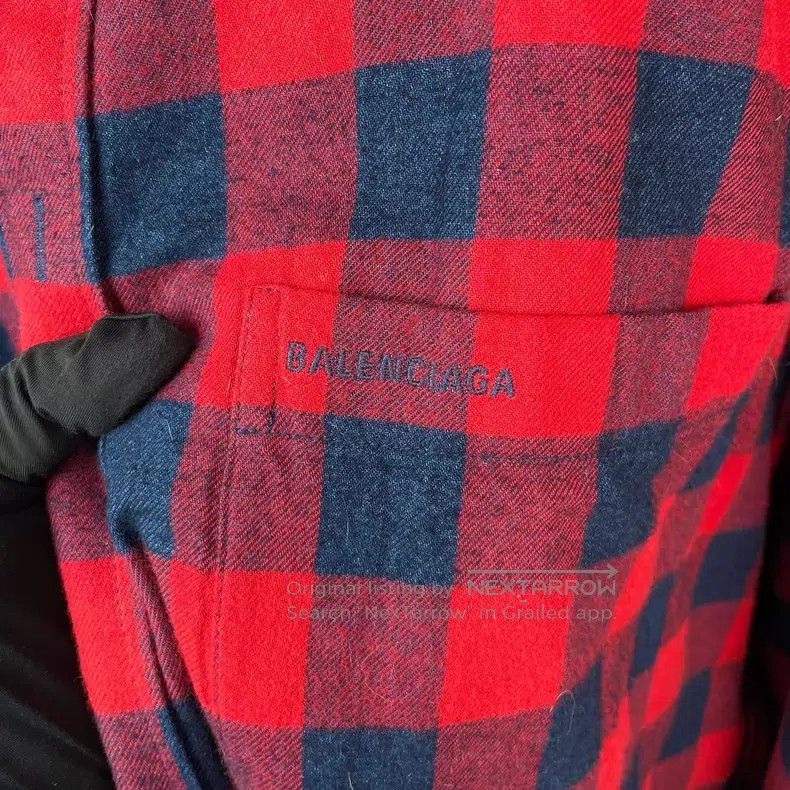Balenciaga Balenciaga Red and blue check print single-breasted mid-le Size US S / EU 44-46 / 1 - 3 Thumbnail