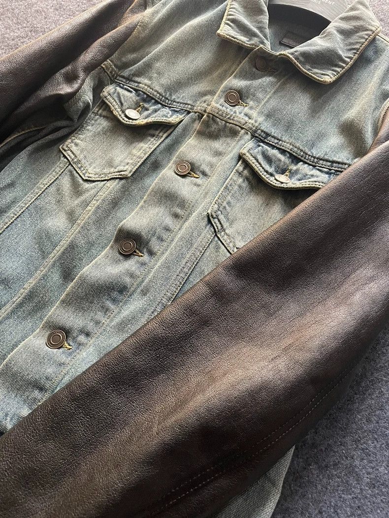 Saint Laurent Paris Saint Laurent Paris Leather sleeve denim jacket-2505 Size US S / EU 44-46 / 1 - 3 Thumbnail