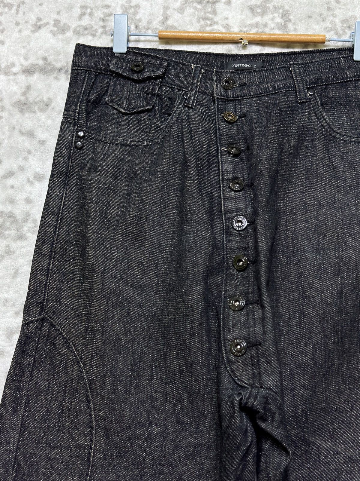 Japanese Brand CONTRACTE Long Rise Crotch Panel Denim Avant Garde Pants Size US 32 / EU 48 - 4 Thumbnail