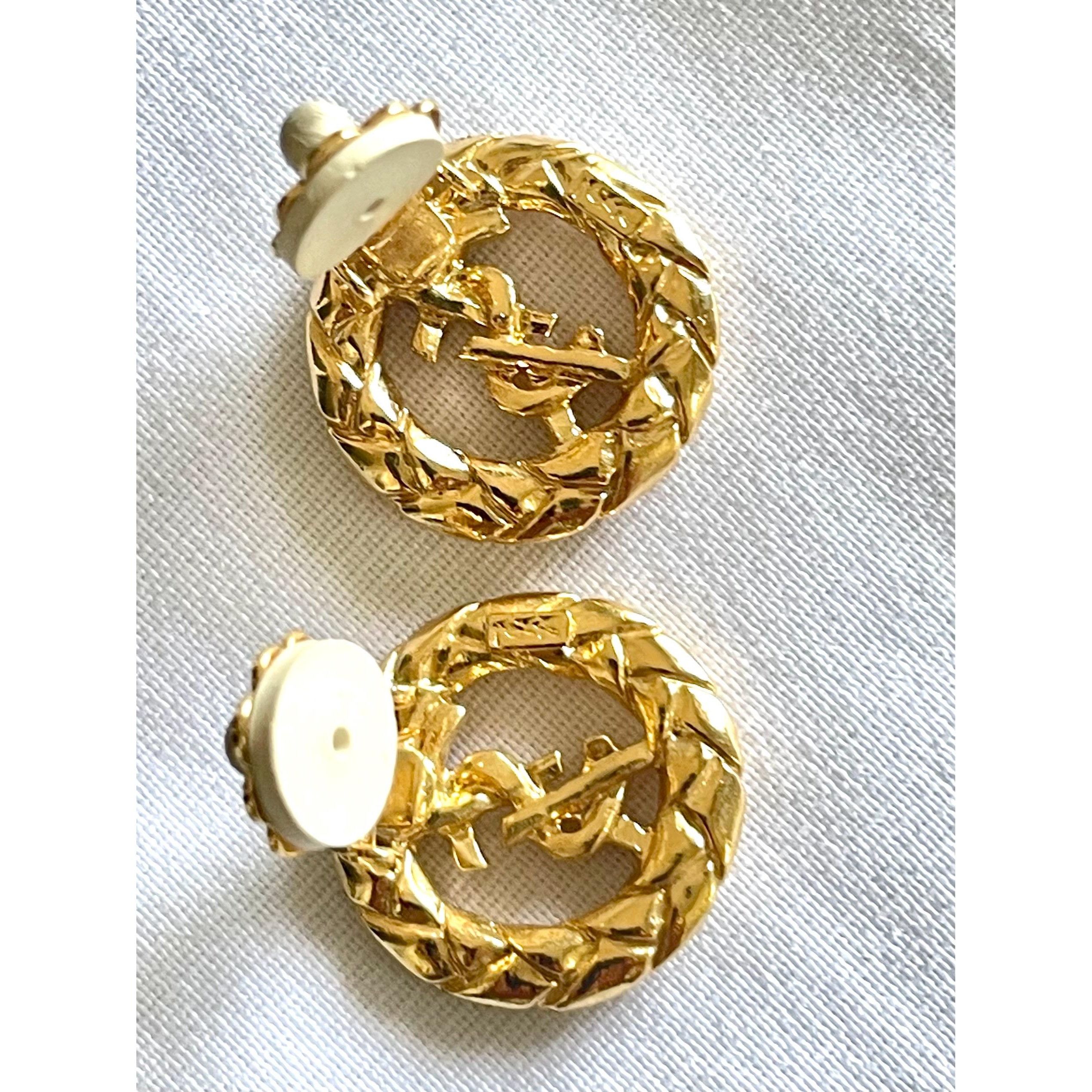 Yves Saint Laurent Vintage Yves Saint Laurent golden round earrings with YSL Size ONE SIZE - 4 Thumbnail