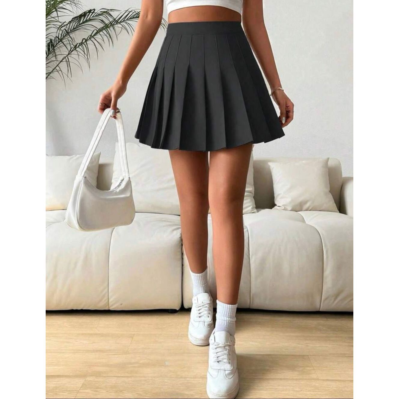 Shein SHEIN PETITE Solid Color Pleated Elegant Casual Commute Y2K Size 34" / US 12 / IT 48 - 7 Thumbnail