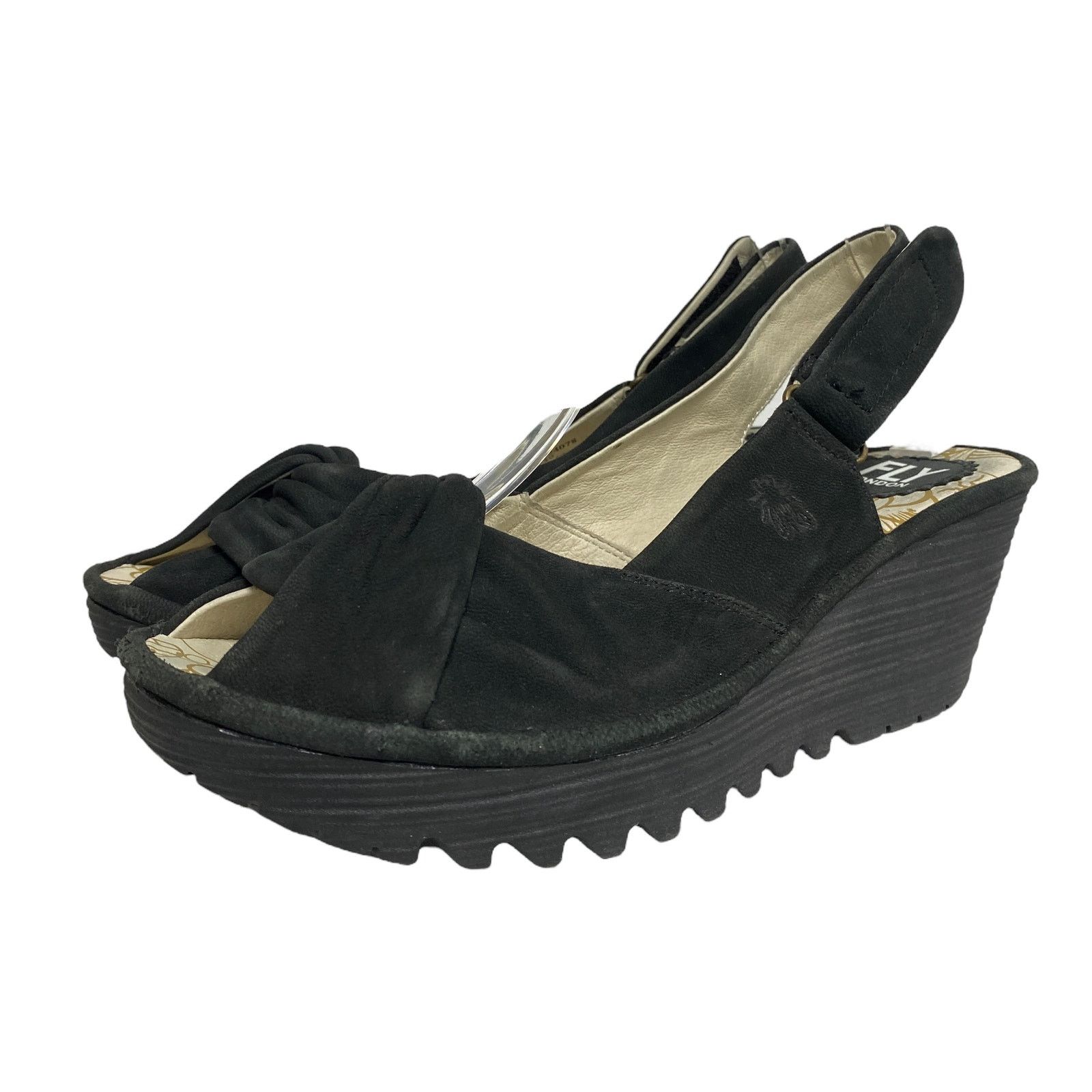 Fly London Fly London Womens Size 39 Yakin Black Suede Leather Sandals Size US 8 / IT 38 - 2 Thumbnail