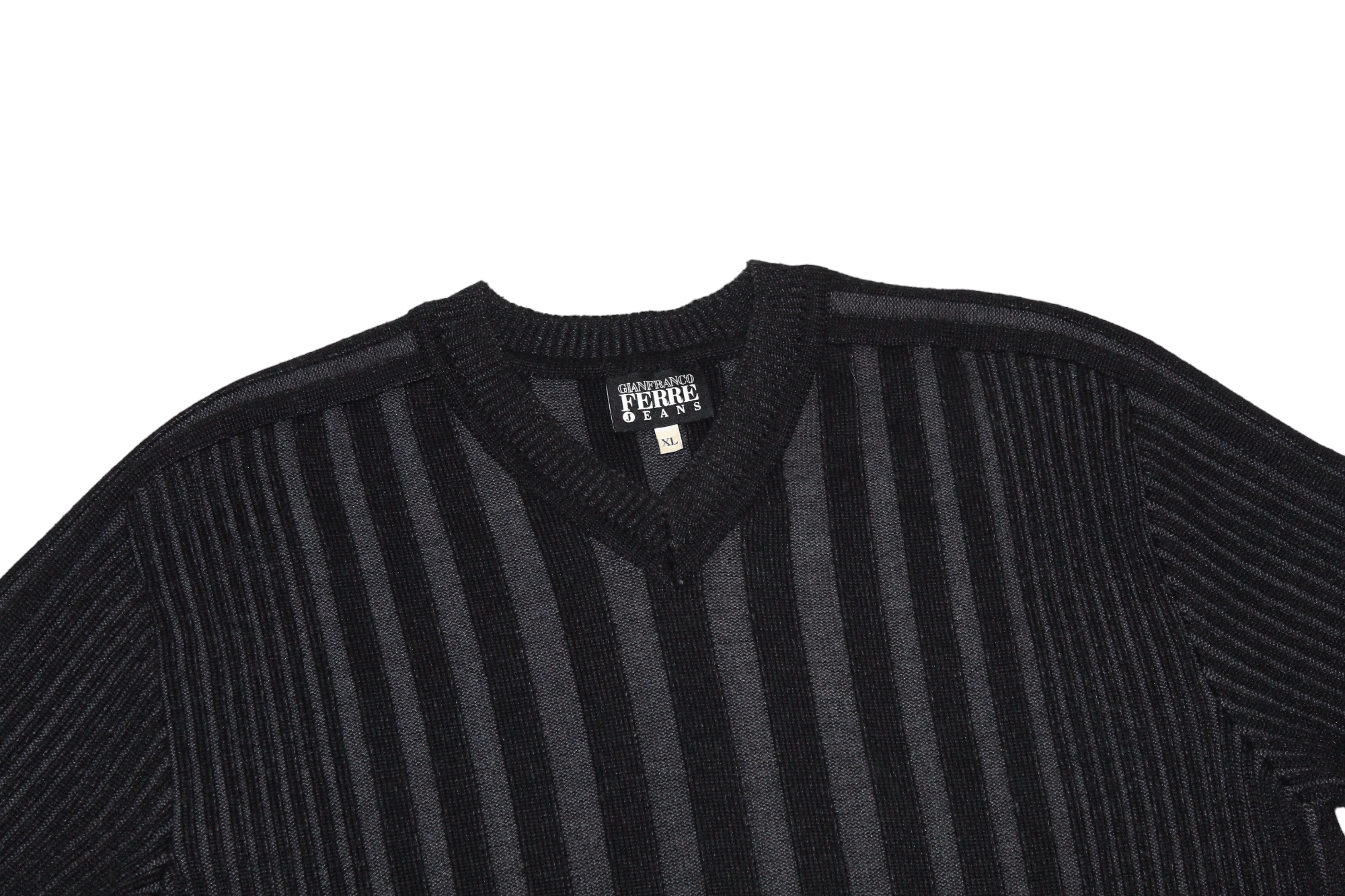 Ferre VTG Gianfranco Ferre V-neck Wool Blend Striped Sweater Size US M / EU 48-50 / 2 - 3 Thumbnail