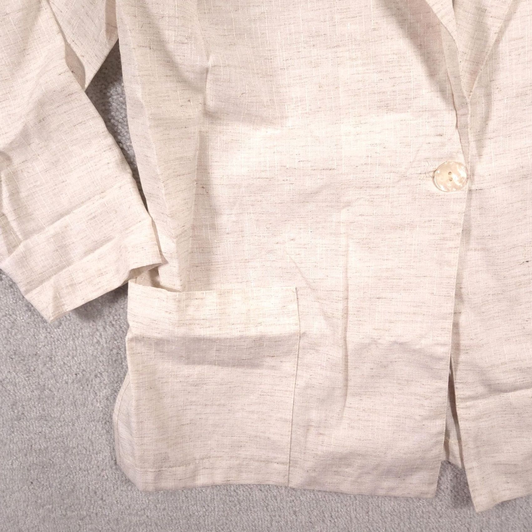 Vintage Fashion Bug Womens Blazer 18/20W Beige Woven One Button Career Plus Made USA Size XXL / US 16-18 / IT 52-54 - 5 Thumbnail