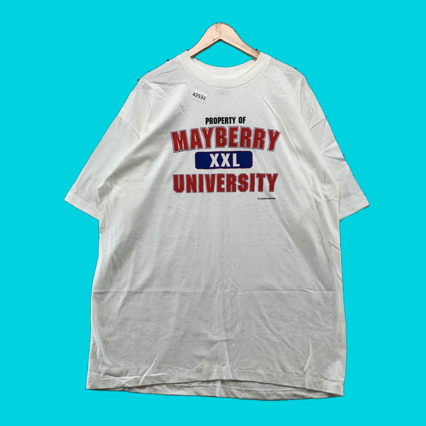 Vintage VTG 90s Mayberry University Shirt Mens XL White Graphic Print Crew Neck Short Sleeve USA Size US XL / EU 56 / 4 - 1 Thumbnail