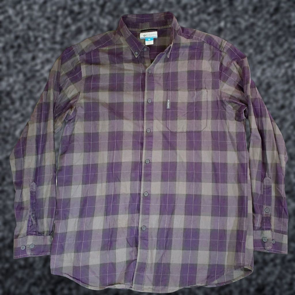 Vintage Columbia Sportswear Shirt Men Purple/Gray/Black Plaid Long Sleeve Button-Down XL Mens Size US XL / EU 56 / 4 - 1 Thumbnail