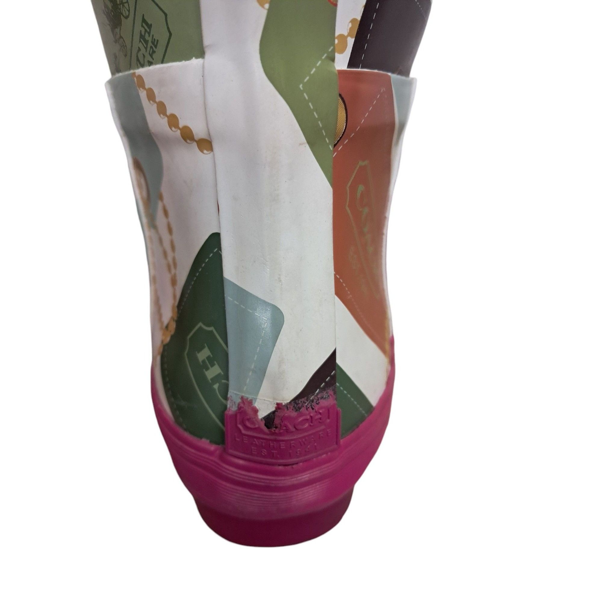 Coach Pammie Multicolor Decorative Hang Tag Rain Boots