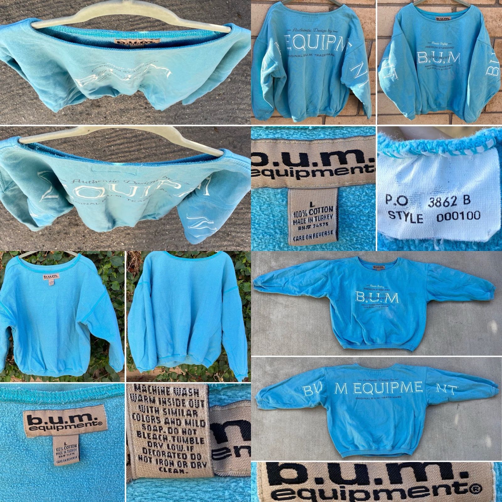 Equipment VINTAGE bum equipment Sweatshirt Graphic Print Green Size L Men Pullover 90s Sports Classic Vintage Sweater Jumper Front Back Distressed Worn Size US L / EU 52-54 / 3 - 9 Thumbnail