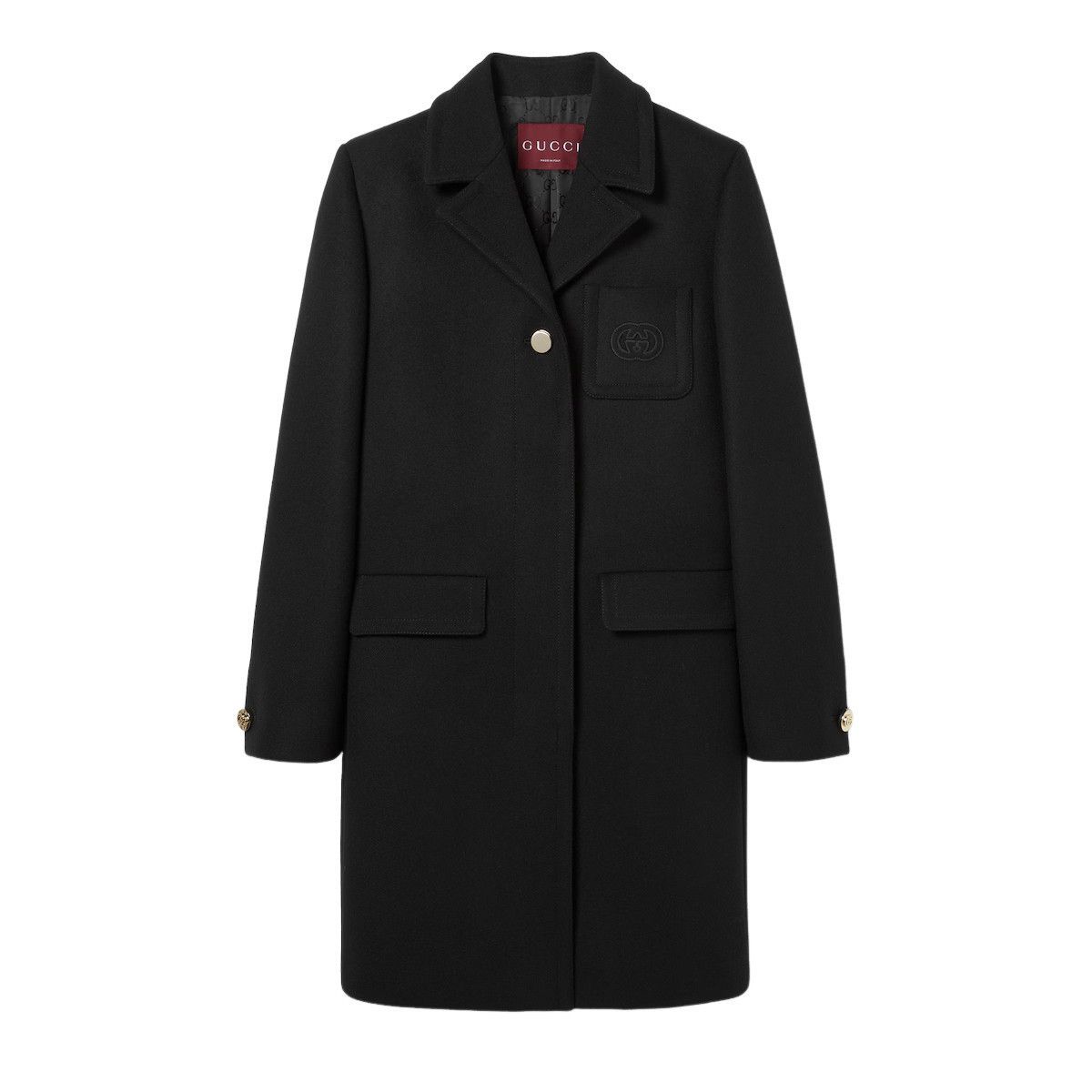 Gucci GUCCI $4100 Black Wool Patch Coat New & Authentic (Women's s Size S / US 4 / IT 40 - 1 Preview