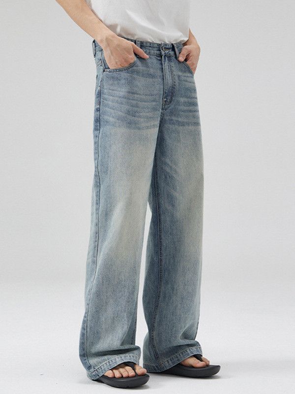 Japanese Brand Men's versatile washed blue distressed jeans Size US 32 / EU 48 - 3 Thumbnail