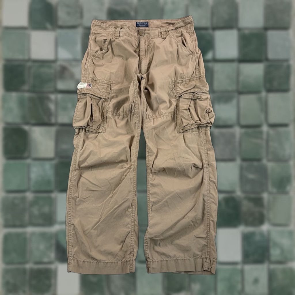 Polo Ralph Lauren Vintage Polo Ralph Lauren Paratrooper Cargo Pants Men 34x29 Beige USA Flag 90s Retro Grunge Army Cargo Wide-Leg Regular Cotton Canvas Jeans Jeans Size US S / EU 44-46 / 1 - 1 Thumbnail