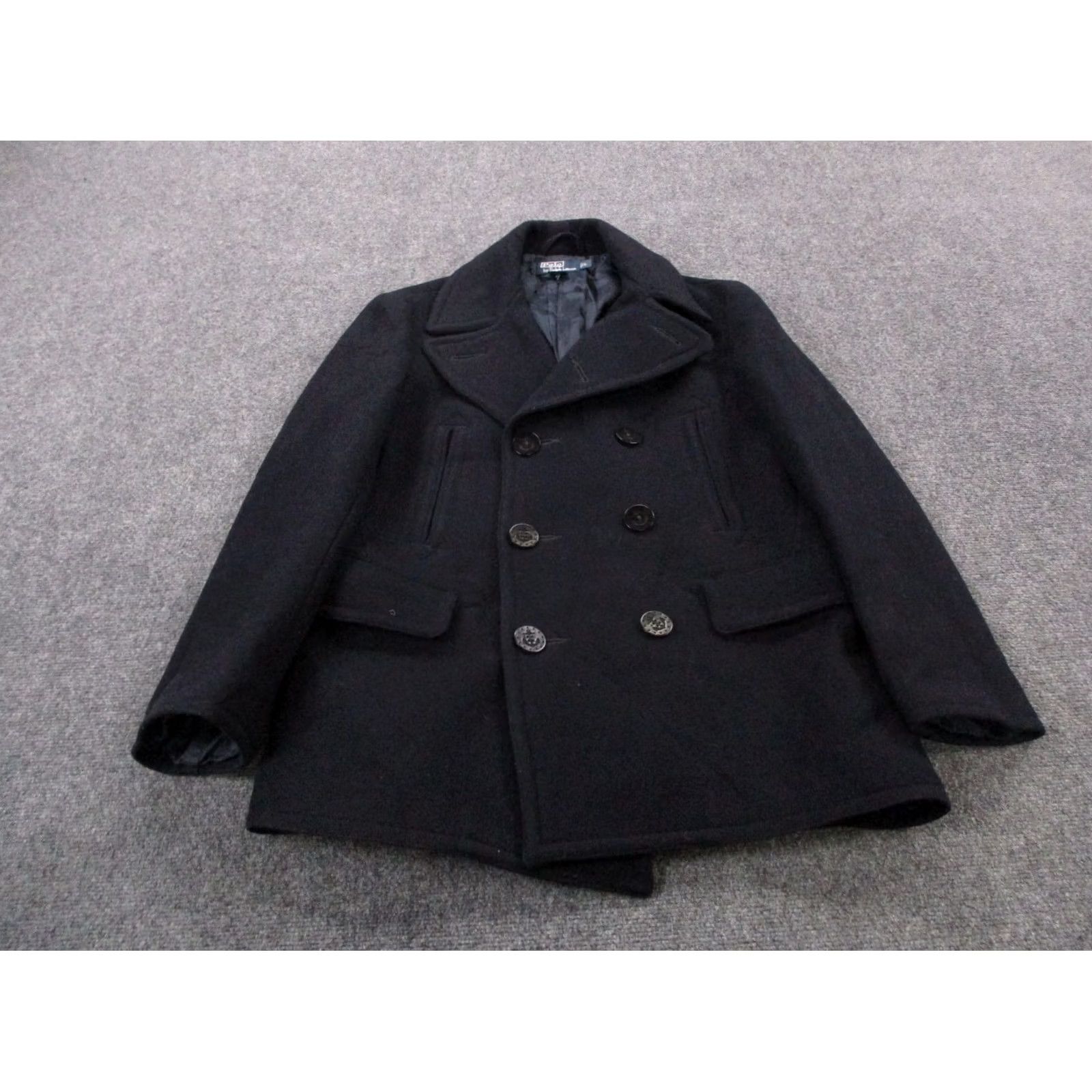 Ralph Lauren VINTAGE Nike Shirt Men L Navy Wool Overcoat Peacoat Jacket Coat 90s? Size US L / EU 52-54 / 3 - 2 Thumbnail