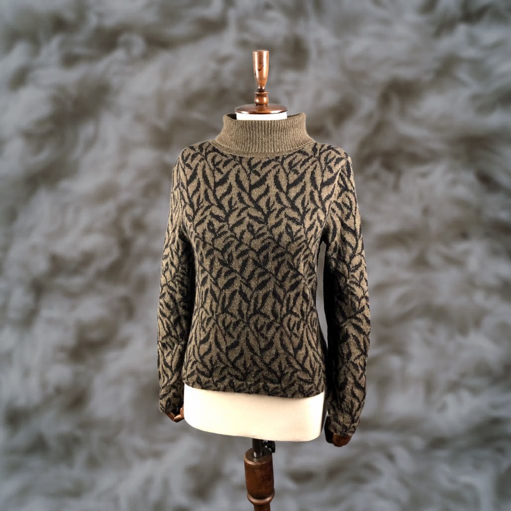 Vintage Millma Pullover Alpaca Green Women S Patterned Turtleneck Knit Sweater Size S / US 4 / IT 40 - 1 Thumbnail