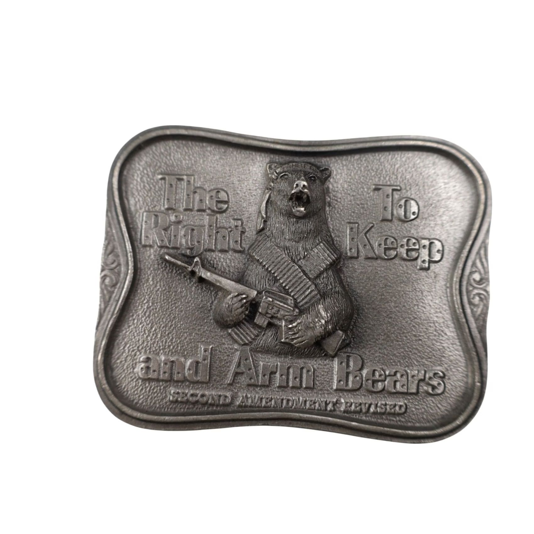 Vintage VINTAGE True 80s Bearbo Right to Arm Bears 3D Belt Buckle Belt Buckle Silver 3" Mens Size ONE SIZE - 2 Thumbnail