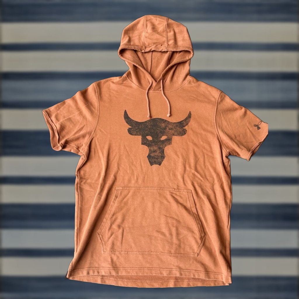 Under Armour Under Armour Project Rock Terry Hoodie Mens L Orange Crew neck Graphic Print Pullover Hoodie, Short Sleeve, Logo, Pockets, Hooded, Regular Fit Size US L / EU 52-54 / 3 - 1 Thumbnail