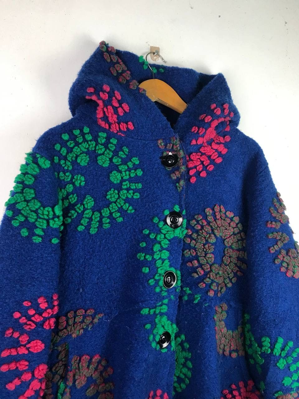 Vintage Vintage Italian Long Wool Jacket Rare Design Size US XL / EU 56 / 4 - 6 Thumbnail