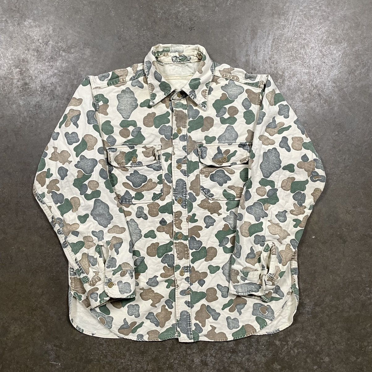 True Vintage Military Frogskin Duck Camo Button Up 60s 70s