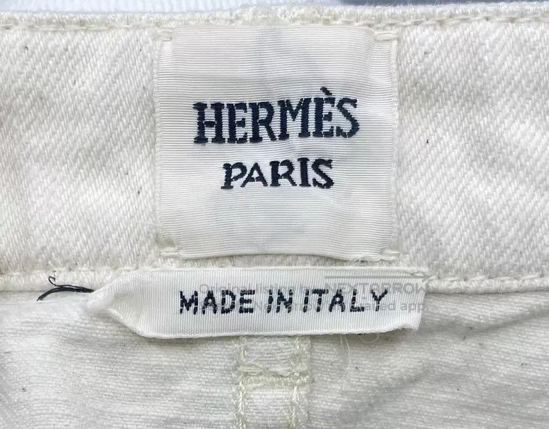 Hermes Hermes Ivory denim fabric with leather trim, A-line skirt Size 24" / US 00 / IT 34 - 3 Thumbnail