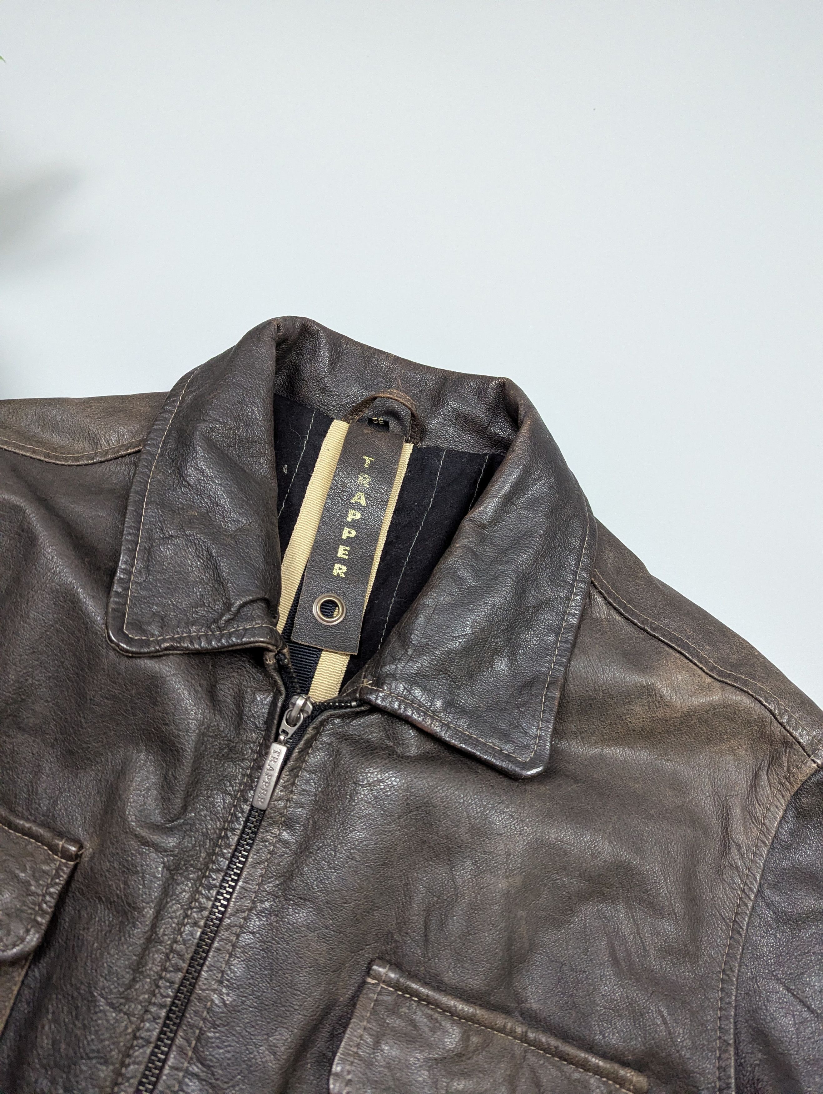Vintage TRAPPER Mens Brown Multi-Pocket Leather Vintage Biker Jacket Size US XL / EU 56 / 4 - 8 Thumbnail