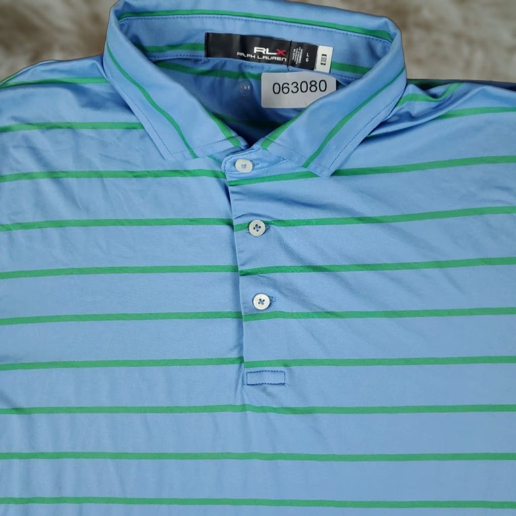 RLX Ralph Lauren RLX Ralph Lauren Polo Shirt Mens Large Blue Striped Golf Casual Short Sleeve Size US L / EU 52-54 / 3 - 1 Thumbnail