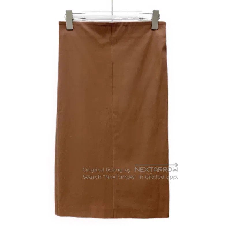 Brunello Cucinelli Brunello Cucinelli Brown leather casual half-skirt Size 26" / US 2 / IT 38 - 1 Thumbnail