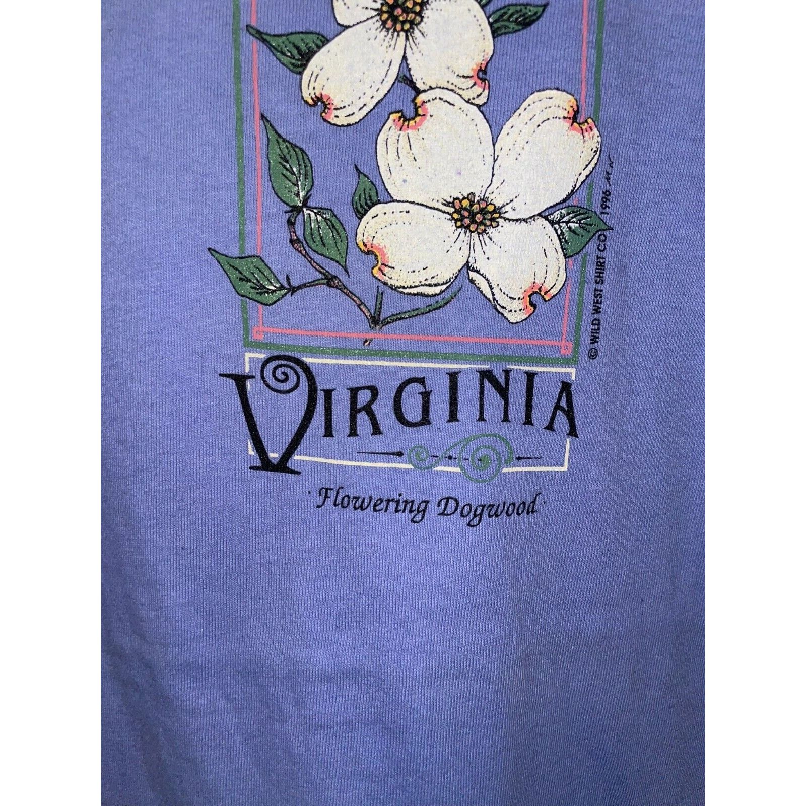 Vintage Vintage Virginia Flower Shirt Flowering Dogwood Blue Tee 90s Size US L / EU 52-54 / 3 - 5 Thumbnail