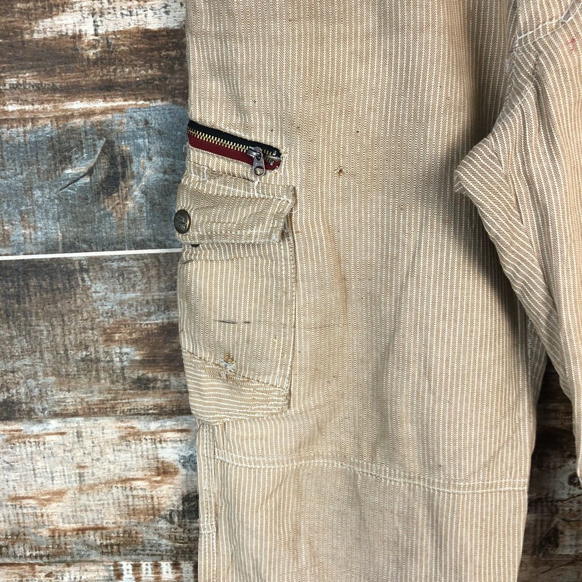 Japanese Brand DL Dogman stripe Brown Cargo Multipocket Pants #C629 Size US 29 - 9 Thumbnail