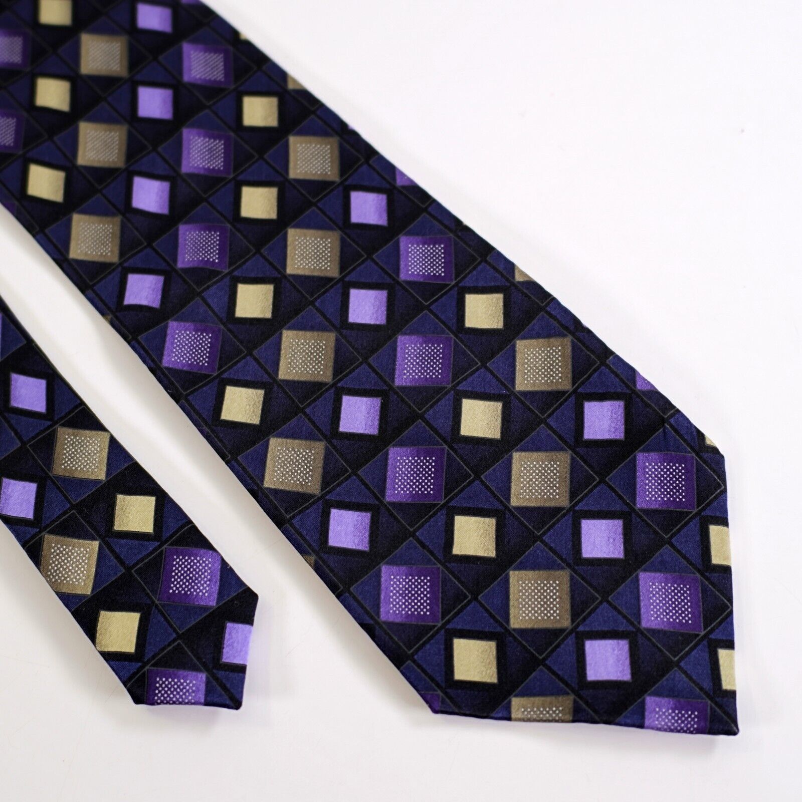Croft & Barrow Croft & Barrow Purple Tan Geometric Print Long Silk Tie Size ONE SIZE - 1 Thumbnail