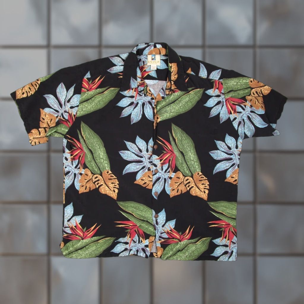 Vintage Kahala Shirt Mens XL Black Floral Button-Up Linen Blend Hawaiian Tiki Size US XL / EU 56 / 4 - 1 Thumbnail