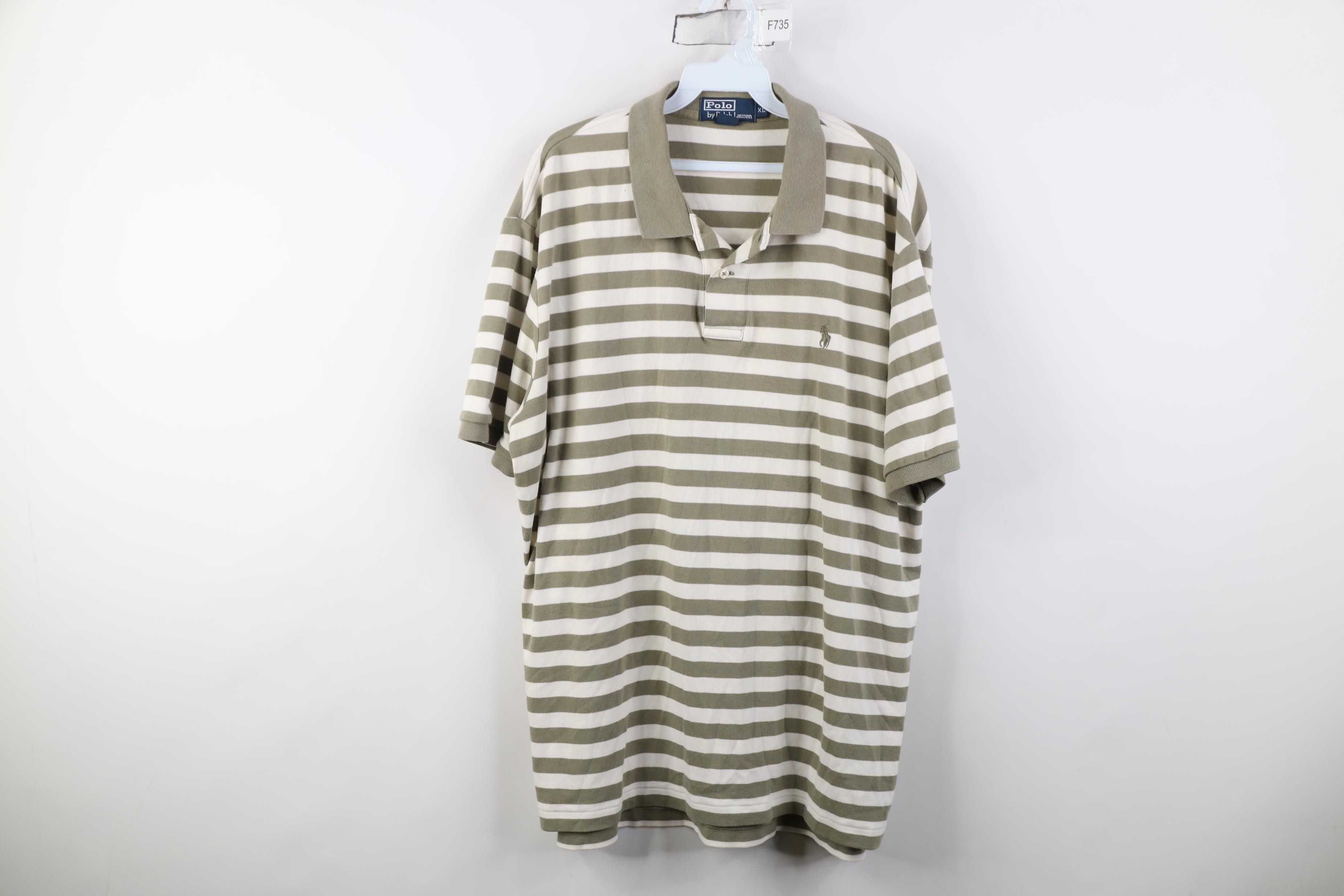 Polo Ralph Lauren Vintage 90s Ralph Lauren Soft Cotton Knit Striped Golf Polo Size US XL / EU 56 / 4 - 1 Thumbnail
