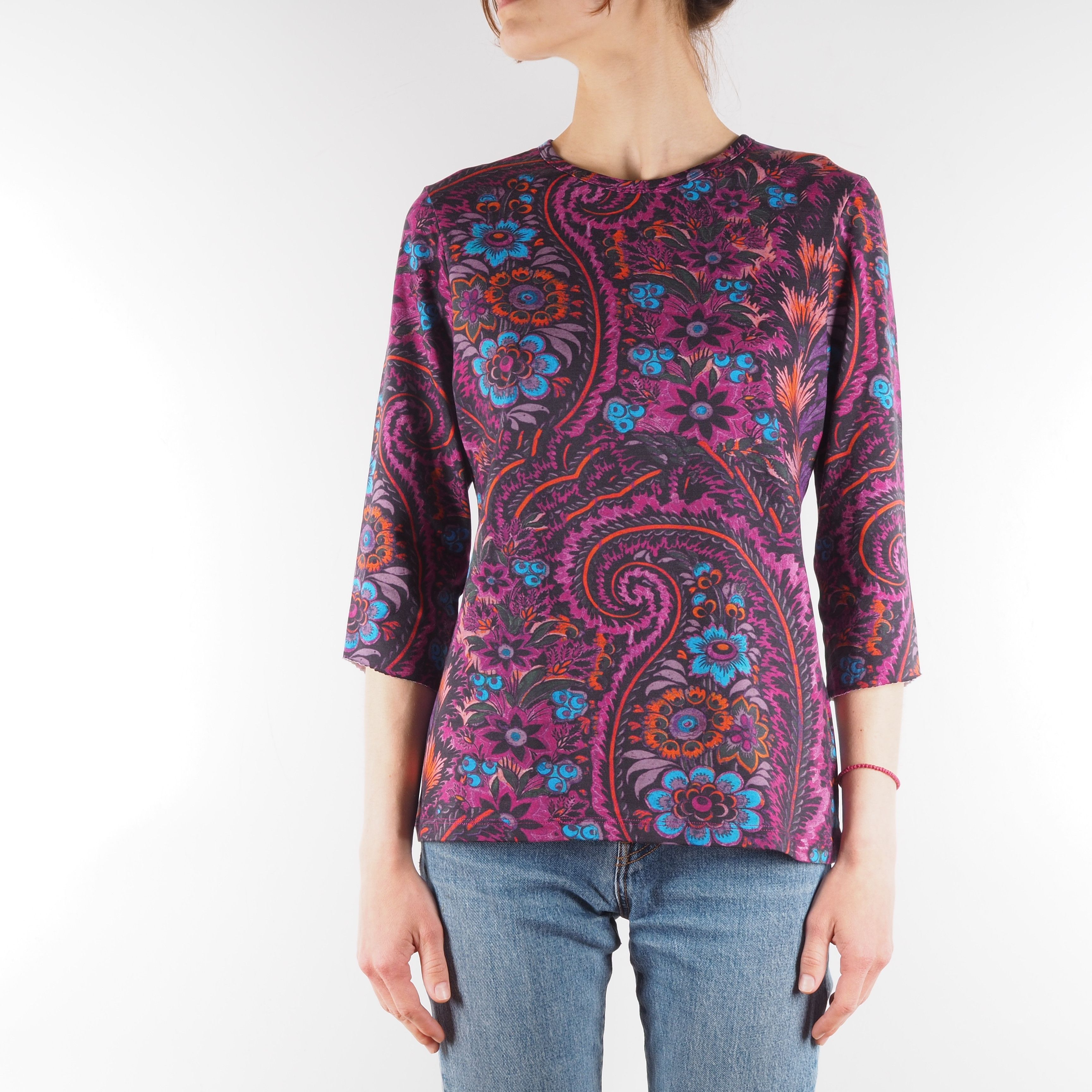 Other Peruvian Connection Purple Floral Top T-Shirt Blouse Size M / US 6-8 / IT 42-44 - 1 Thumbnail