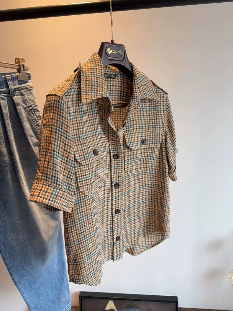 Loro Piana LORO PIANA Grid short-sleeved shirt Size XXS / US 00 / IT 34 - 4 Thumbnail